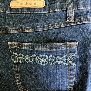 COS Dark Blue Embroidered Flare Jeans Like New!